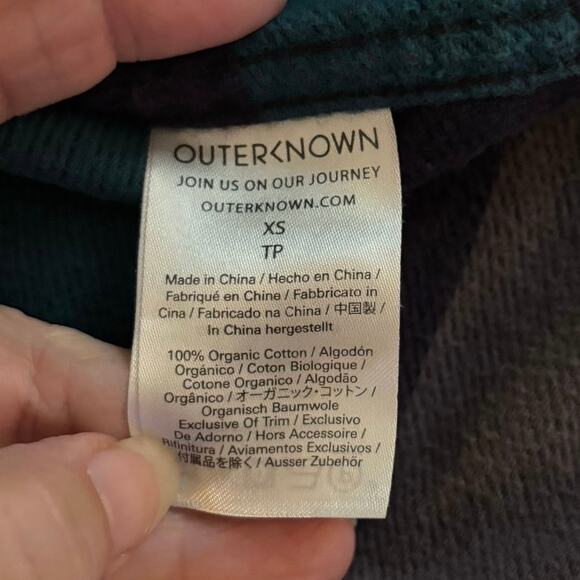 Outerknown Size XS Flannel Shirt Button Front Checked Boxy Fit Organic Cotton - Picture 4 of 4